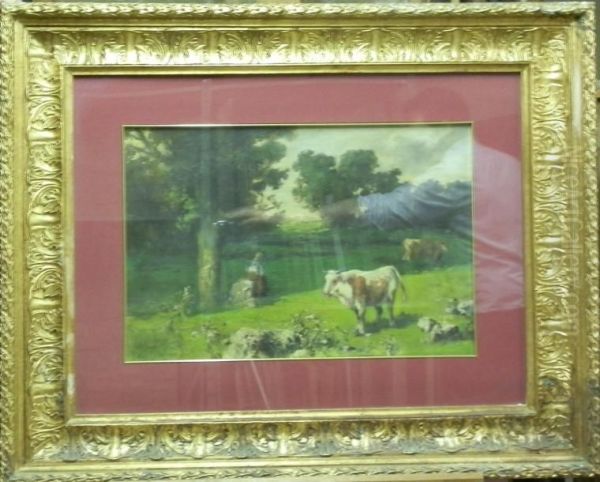 Vaches Dans Un Paturage Oil Painting by Carlo Follini