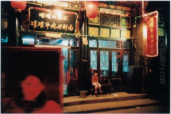 Pingyao (shaanxi) Oil Painting by Pierre Francois L. Fontaine