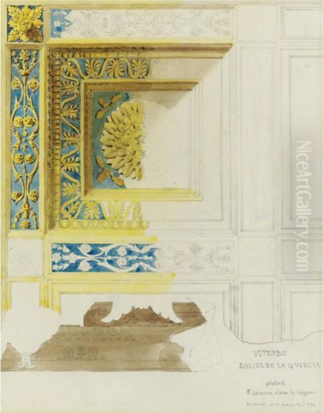 Ceiling Design For The Church Of Quercia In Viterbo Oil Painting by Pierre Francois L. Fontaine