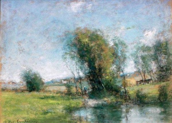 Paysage A L'etang Oil Painting by Des Andre Fontaines