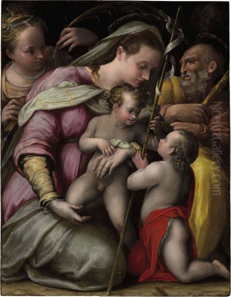 The Holy Family With The Young Saint John The Baptist And Saint Catherine Of Alexandria Oil Painting by Lavinia Fontana