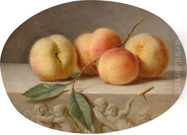 Still Life With Peaches Oil Painting by Pieter Fontijn