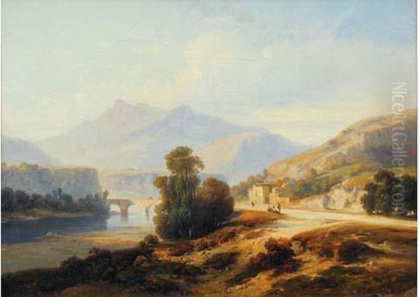 Paysage D'italie Oil Painting by Nicolas Victor Fonville