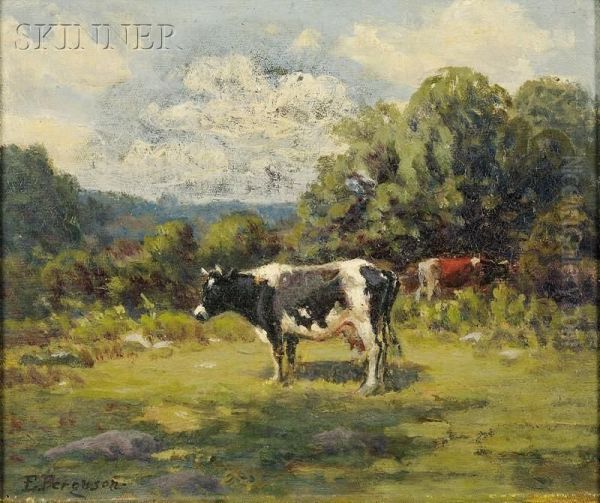 Cows In A Pasture Oil Painting by Elizabeth Foote Ferguson