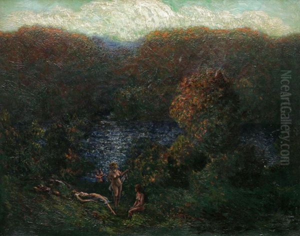 The Lake Oil Painting by Frederick Francis Foottet