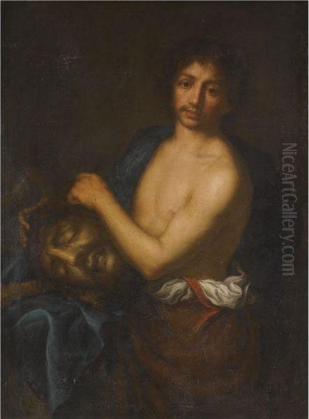 David With The Head Of Goliath Oil Painting by Girolamo Forabosco