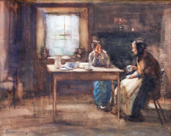 Tea Talk Oil Painting by Elizabeth A.Stanhope Forbes