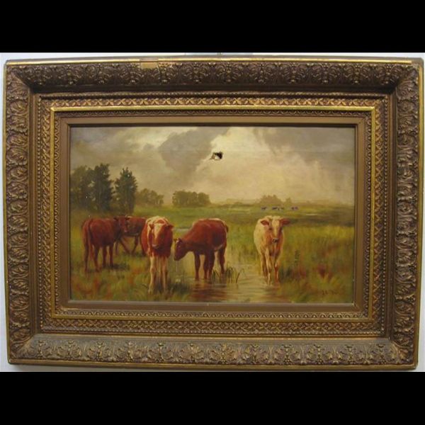 Cattle Watering Oil Painting by John Colin Forbes