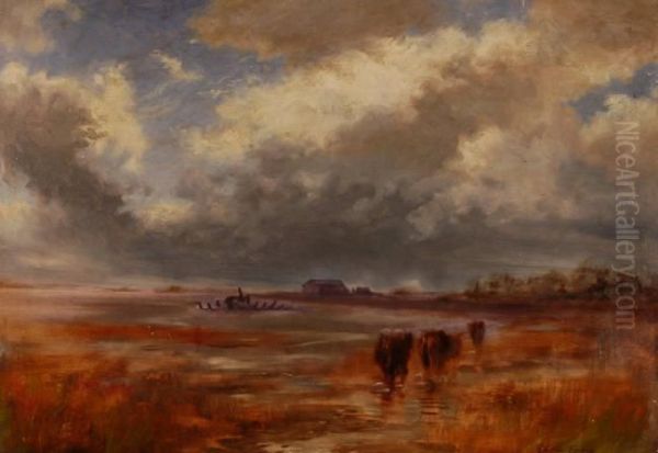 Cattle By The Lakeside Oil Painting by John Colin Forbes