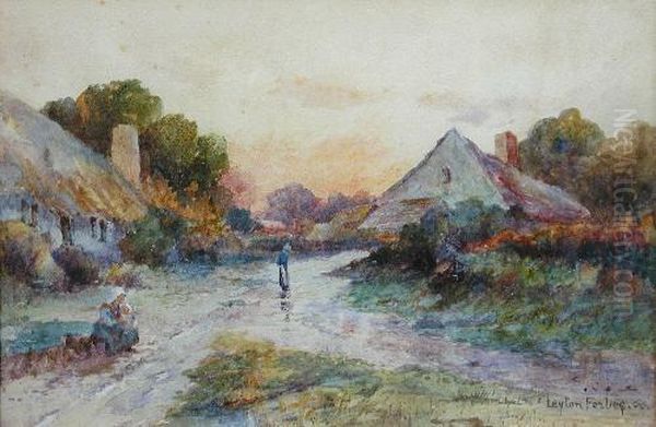 Mother Andchild On A Village Path Oil Painting by John Colin Forbes