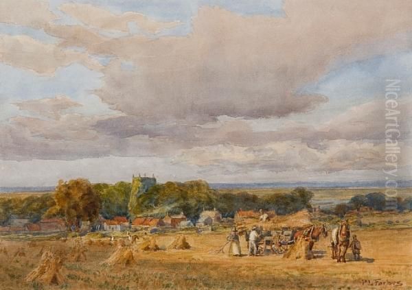 Harvesting At Brancaster Oil Painting by Patrick Lewis Forbes