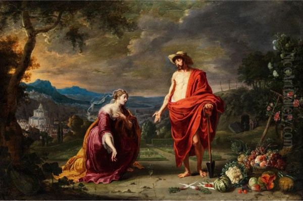 Jesus Als Gartner Vor Der Knienden Maria Magdalena (noli Me Tangere) Oil Painting by Willem Forchondt