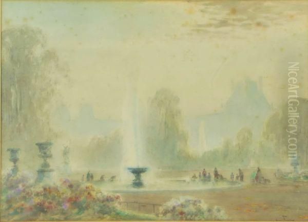 Fontaine Dans Un Parc (versailles ?) Oil Painting by Henri Louis Foreau