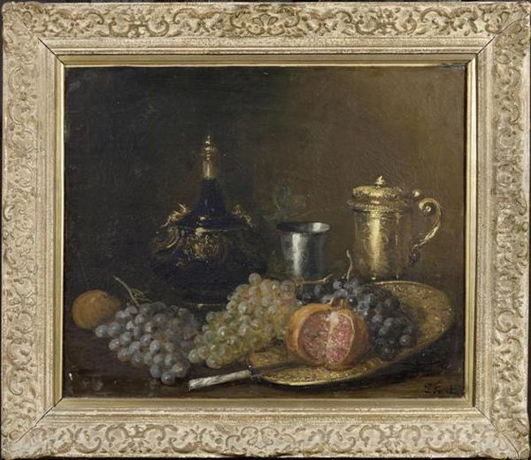 Still Life With Fruit And Goblets Oil Painting by Paul Foret