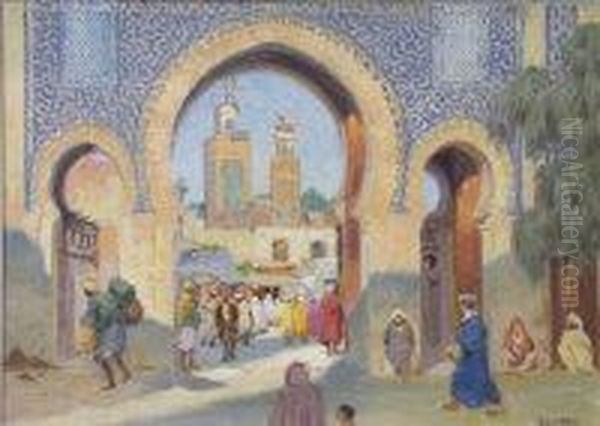 Fez. The Porte De Boujloud Oil Painting by Alfred Jean Foretay