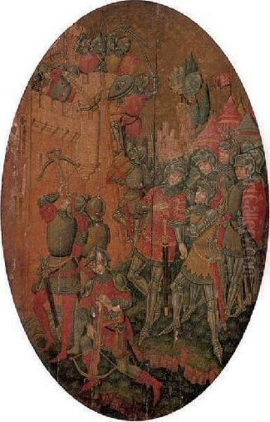 Knights Attacking A Castle Oil Painting by Spanish Forger