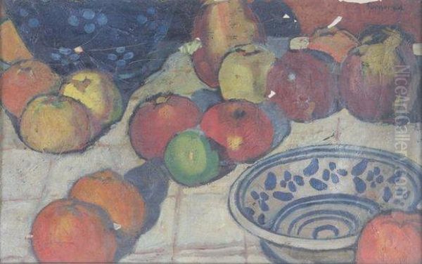 Nature Morte Aux Pommes Oil Painting by Rodolphe Fornerod