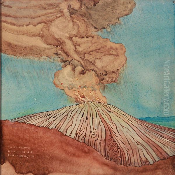 Vesuvius In Eruption Oil Painting by Carl Johan Forsberg