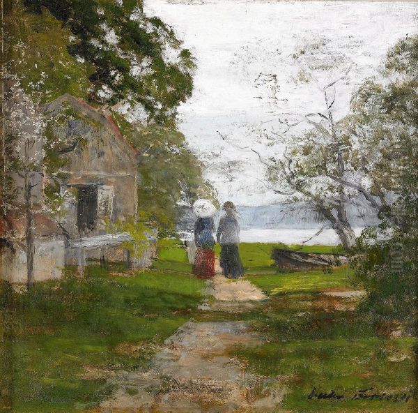 Flanorer Pa Djurgarden Oil Painting by Victor Forssell