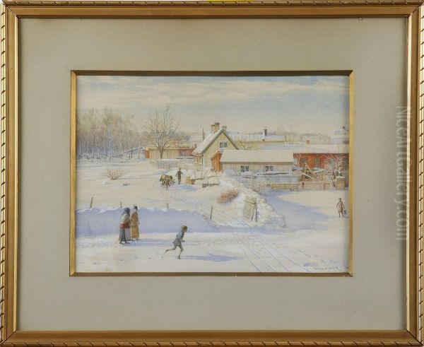 Vinter Ivastervik Oil Painting by Edvard Forsstrom