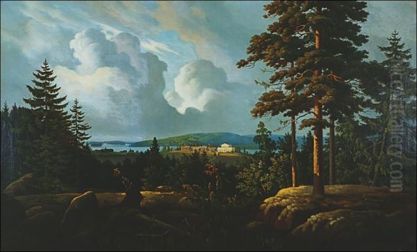 View Of A The Haminalahti Manor Oil Painting by Lennart Forsten