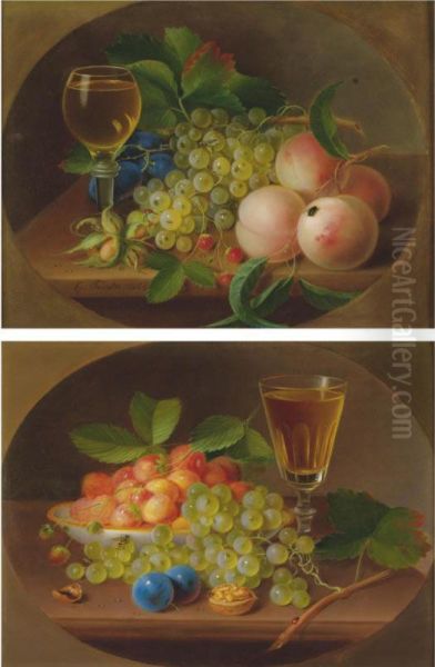 Still Life With Grapes: A Pair Of Paintings Oil Painting by George Forster