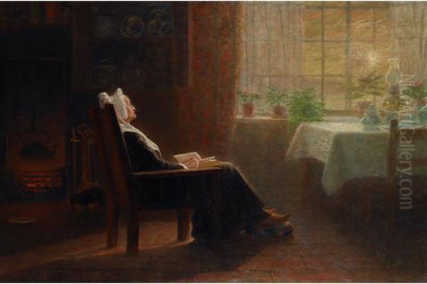 Dutch Woman Reading Oil Painting by John Wycliffe Lowes Forster