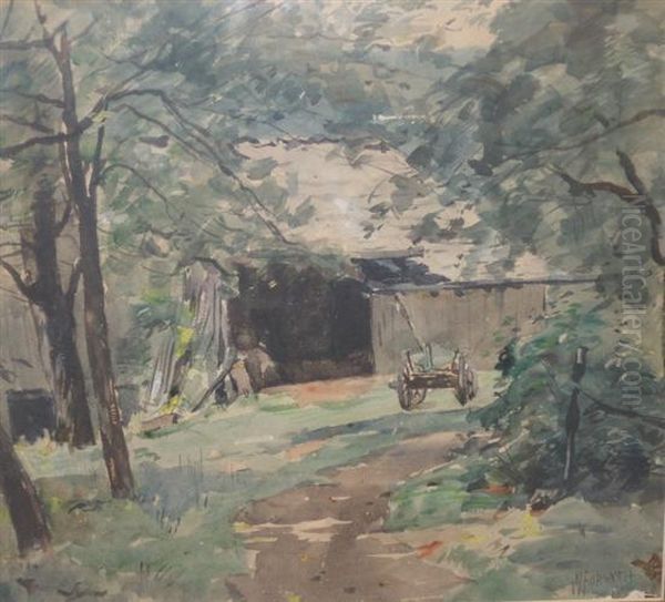 A Farm Scene With Cart Oil Painting by Arthur W. Forsyth