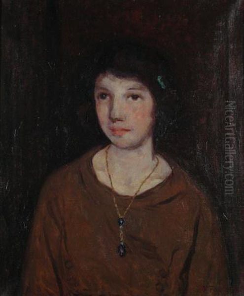 Portrait Of Connie, 
State Museum Tag Attached Verso Oil Painting by William Forsyth