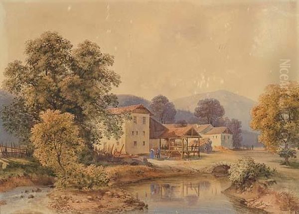 Paysage Avec Ferme. 1833 Oil Painting by Simeon Fort