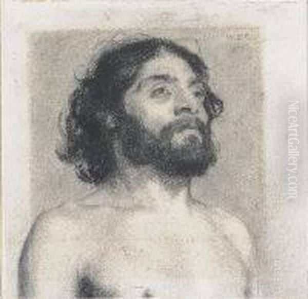 Head Of A Bearded Man Oil Painting by William Banks Fortescue