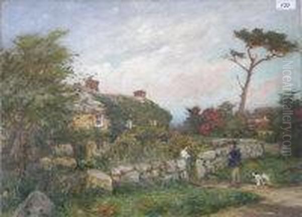 At The Cottage Wall Oil Painting by William Banks Fortescue