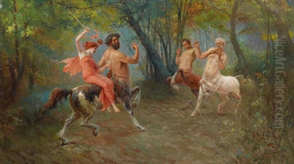 Feast Of The Centaurs Oil Painting by Eduardo Forti