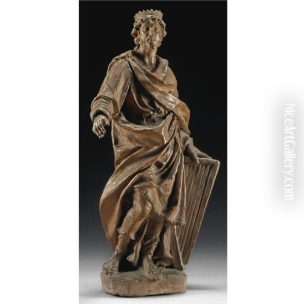 A Terracotta Figure Of David Oil Painting by Giovacchino Fortini