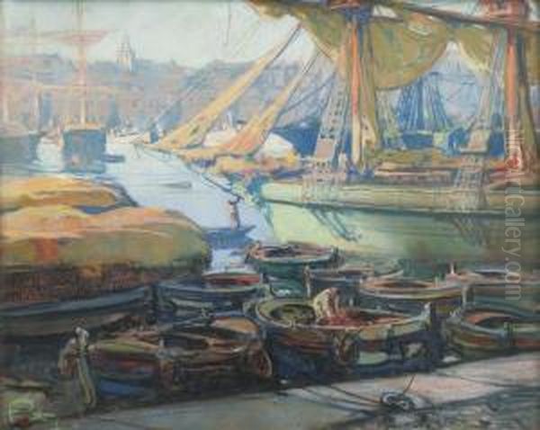 Bateaux Dans Le Port De Marseille Oil Painting by Louis Fortuney