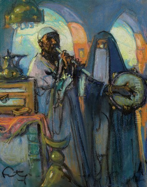 Les Musiciens Oil Painting by Louis Fortuney