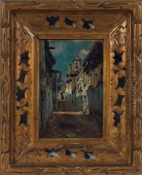 Street Scene Oil Painting by Mariano Jose Maria Bernardo Fortuny y Carbo