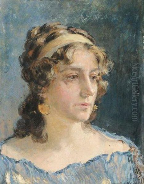 Portrait De Femme Oil Painting by Mariano Fortuny Y Madrazo