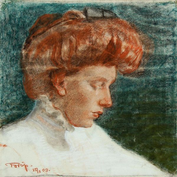 Female Portrait Oil Painting by Carl Christian Forup