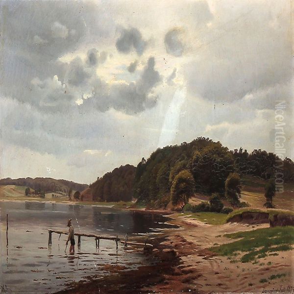 Coastal Scene From Damgard Beach, Denmark. Oil Painting by Harald Foss