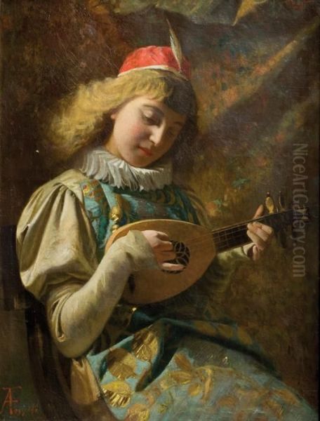 Musico Oil Painting by Agostino Fossati