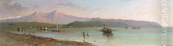 Fishermen In A Mediterranean Bay Oil Painting by Andrea Fossati