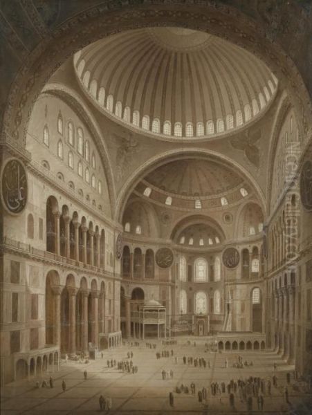 Interior Of The Aya Sofia, Constantinople Oil Painting by Gaspard Fossati