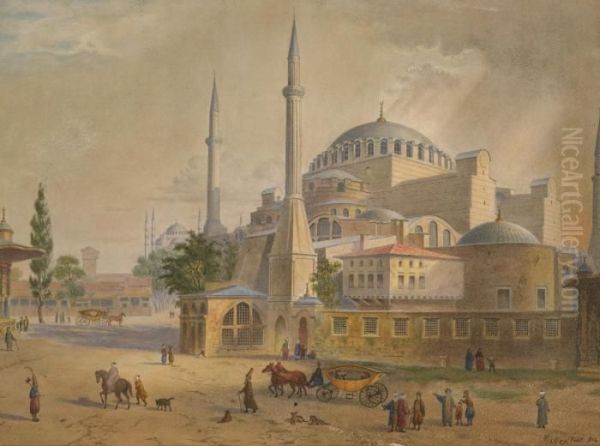 Views Of The Aya Sofia: A Pair Oil Painting by Gaspard Fossati