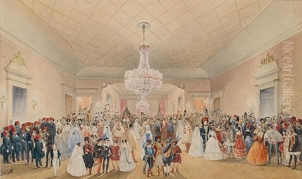 A Fancy Dress Ball At The British Residence At Pera; Children's Fancy Dress Ball, A Pair Oil Painting by Gaspard Fossati