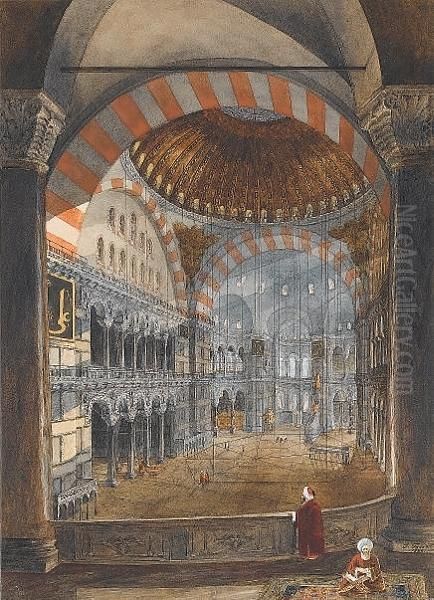 Interior Of Hagia Sophia Oil Painting by Gaspard Fossati