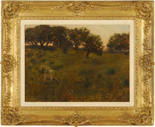 Sheep In A Sunset Meadow Oil Painting by Ben Foster