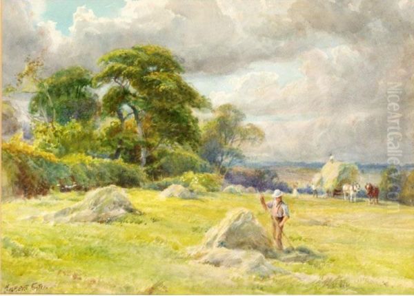 Haymaking Oil Painting by Gilbert Foster