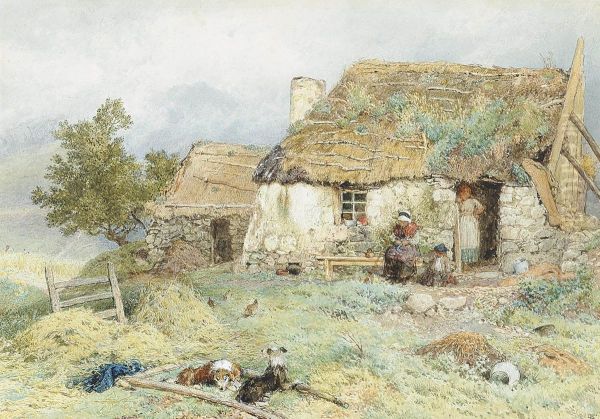 Crofter's Cottage, Ardessie Oil Painting by Myles Birket Foster