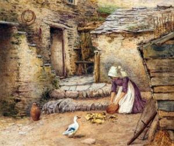 Feeding The Chicks Oil Painting by William Foster